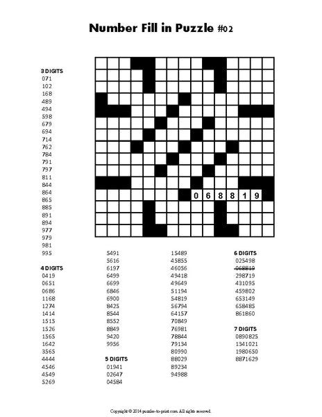 Free Printable Number Fill In Puzzles Pdf